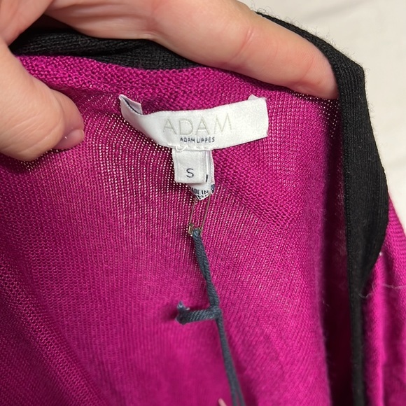 NWT Adam Lippes Long Sleeve Cardigan Sweater Pink Black Cashmere Bamboo Womens S - Picture 6 of 9